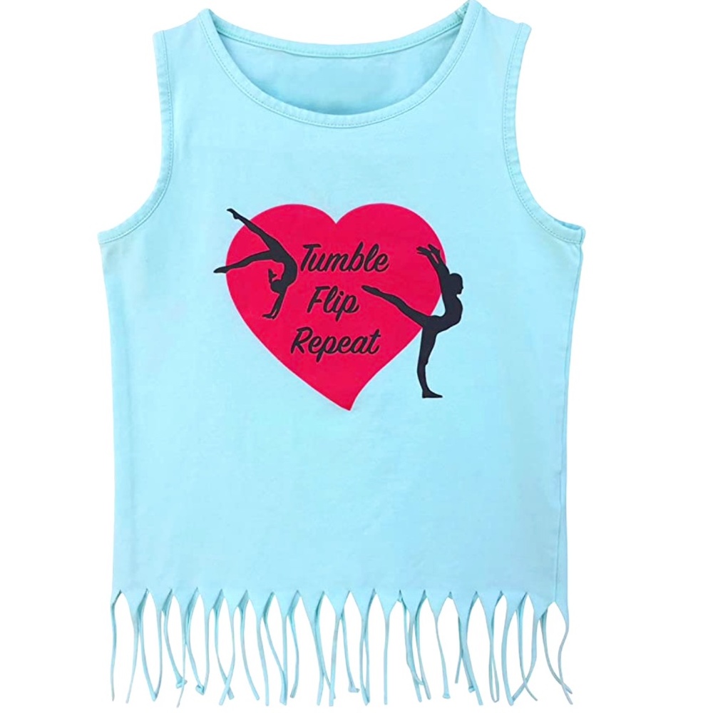 Tumble Flip Repeat Fringe Gymnastics Tank - ICE